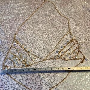 Plus Size Pearl Detail Hanging Neck Chain For Lingerie Accessory size XL